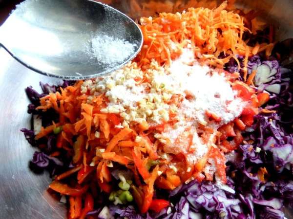 Солим по вкусу и помнём рукой весь состав. Солим по вкусу и помнём рукой весь состав.