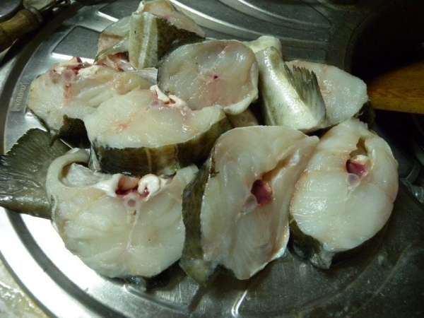 и порезать на куски (стейки). и порезать на куски (стейки).