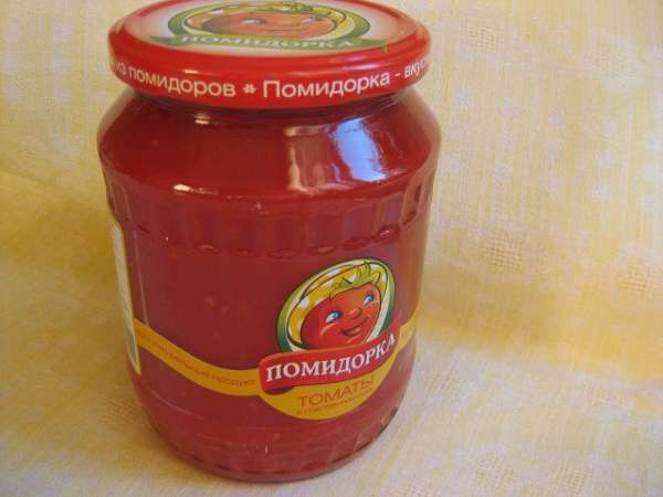 Или воспользуемся парочкой консервированных томатов из баночки от «Помидорки».