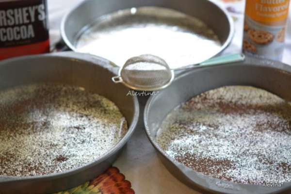 Разогреть духовку до 180°C .
Смазать маслом три одинаковые формы 23 см. Вырезать бумагу по форме и выложить на дно каждой формы, посыпать какао-порошком. Разогреть духовку до 180°C .
Смазать маслом три одинаковые формы 23 см. Вырезать бумагу по форме и выложить на дно каждой формы, посыпать какао-порошком.