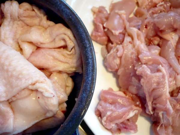 Освободим мясо от костей. Из костей сварим бульон. Освободим мясо от костей. Из костей сварим бульон.