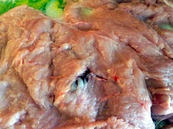 Грудку индейки раскрыть как для рулета, и отбить, но аккуратно, чтобы не порвать нежное мясо индейки.Но если даже такое случиться ничего страшного, просто дырочки заложить обрезками с краев. Посолить, и смазать растительным маслом. накрыть пленкой и дать полежать. Грудку индейки раскрыть как для рулета, и отбить, но аккуратно, чтобы не порвать нежное мясо индейки.Но если даже такое случиться ничего страшного, просто дырочки заложить обрезками с краев. Посолить, и смазать растительным маслом. накрыть пленкой и дать полежать.