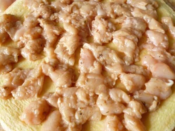 На блинчик выкладываем мелко нарезанное мясо. На блинчик выкладываем мелко нарезанное мясо.