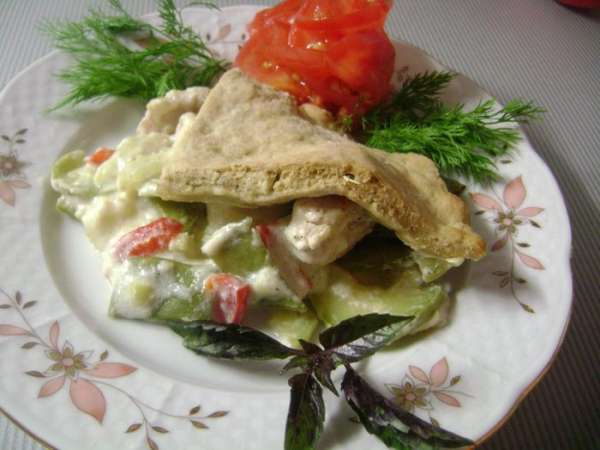 В каждую порцию кладем куриную смесь и лепешку...ммм...очень вкусно! В каждую порцию кладем куриную смесь и лепешку...ммм...очень вкусно!