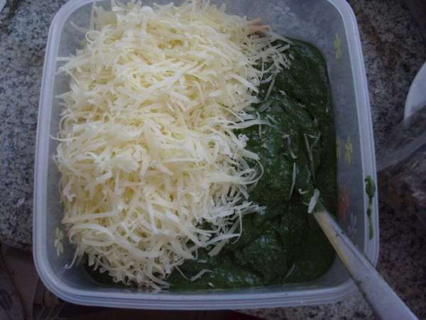 Натереть твердый сыр с выраженным вкусом (я люблю пармезан или джюгас, можно грано подано) на мелкой терке. Смешать с соусом (не взбивать, чтобы не превратить соус в замазку), посолить, в зависимости от солености сыра. Натереть твердый сыр с выраженным вкусом (я люблю пармезан или джюгас, можно грано подано) на мелкой терке. Смешать с соусом (не взбивать, чтобы не превратить соус в замазку), посолить, в зависимости от солености сыра.
