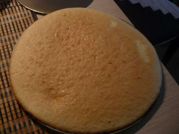 Замешиваем тесто из яйца, подсолнечного масла, воды, сахара, муки и разрыхлителя. Выпекаем в форме 20 мин. при 180гр.