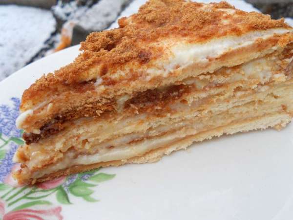 Взять остальную часть крема и взбить со сметаной,снять первый корж переложить на другое блюдо и промазать вторым кремом и так каждый корж перекладывая поочередно. Один из коржей перемолоть в кофемолке и обсыпать им вверх и бока торта, сверху также я посыпала сахарной пудрой. Торт поставить в холодильник на пропитку на пару часов, а лучше на ночь, тогда он просто божественный на вкус. Взять остальную часть крема и взбить со сметаной,снять первый корж переложить на другое блюдо и промазать вторым кремом и так каждый корж перекладывая поочередно. Один из коржей перемолоть в кофемолке и обсыпать им вверх и бока торта, сверху также я посыпала сахарной пудрой. Торт поставить в холодильник на пропитку на пару часов, а лучше на ночь, тогда он просто божественный на вкус.